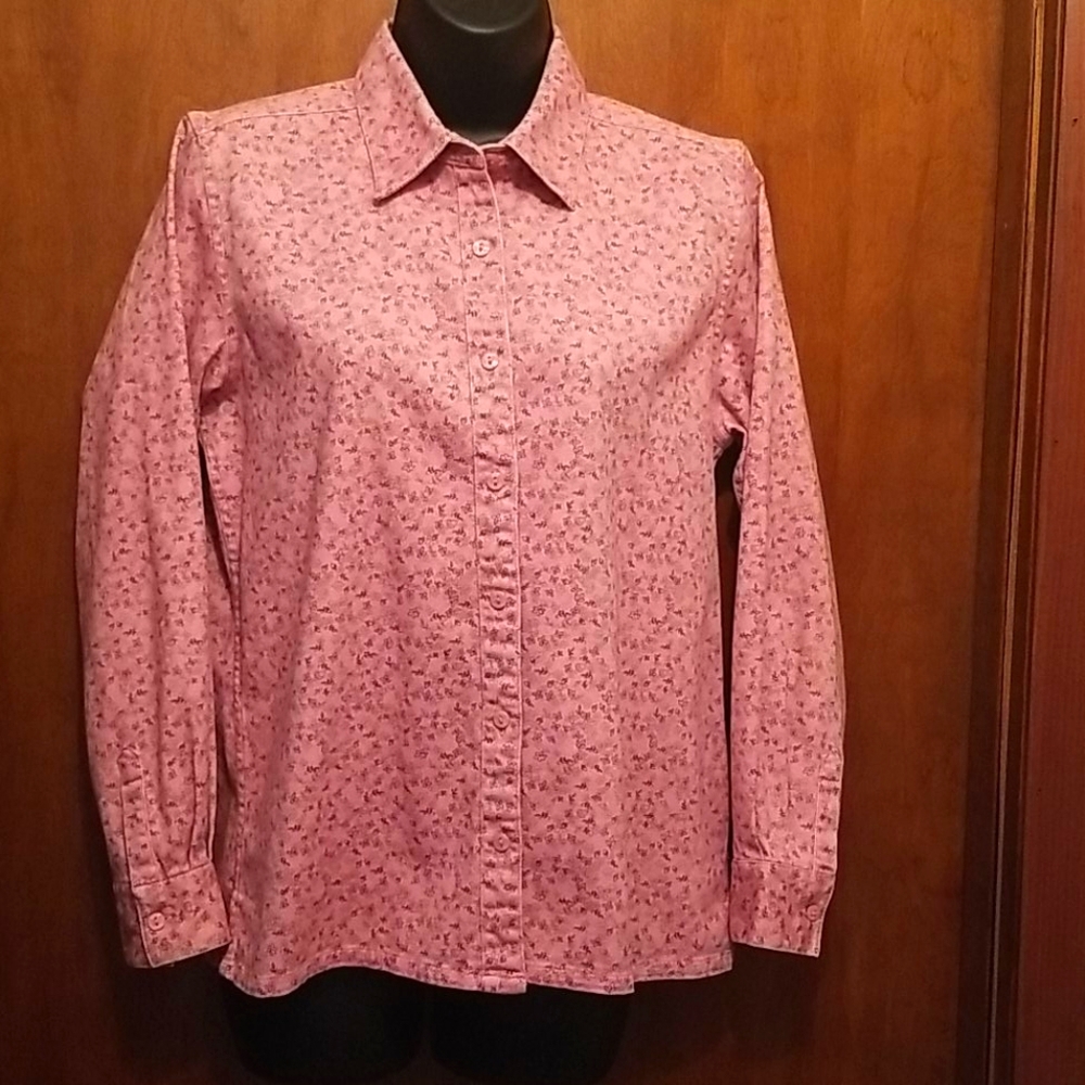 Vintage Floral Print Denim Shirt